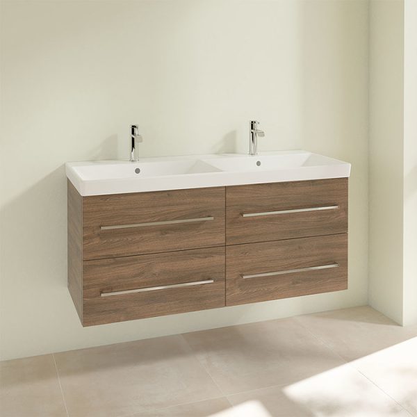 Villeroy and Boch Avento Arizona Oak 1200mm Wall Hung 4 Drawer Double Vanity Unit - Image 3