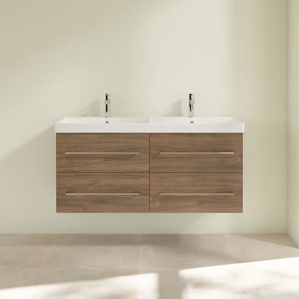 Villeroy and Boch Avento Arizona Oak 1200mm Wall Hung 4 Drawer Double Vanity Unit - Image 4