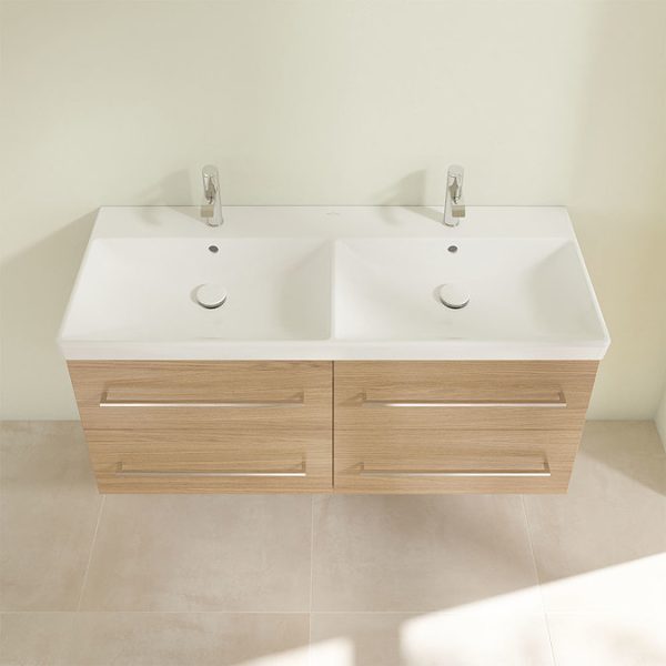 Villeroy and Boch Avento Nordic Oak 1200mm Wall Hung 4 Drawer Double Vanity Unit - Image 5