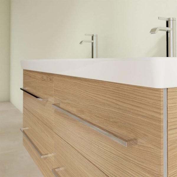 Villeroy and Boch Avento Nordic Oak 1200mm Wall Hung 4 Drawer Double Vanity Unit - Image 6