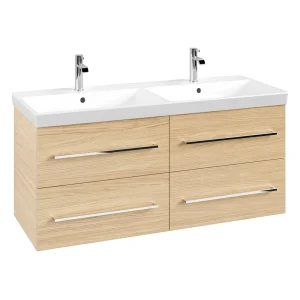 Villeroy and Boch Avento Nordic Oak 1200mm Wall Hung 4 Drawer Double Vanity Unit