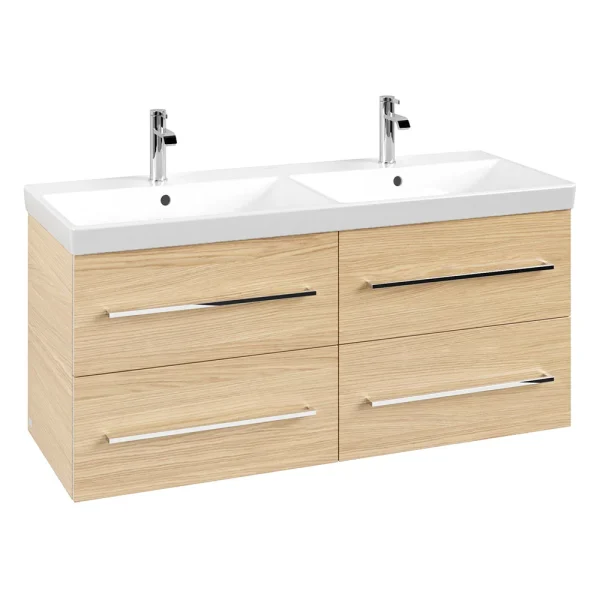 Villeroy and Boch Avento Nordic Oak 1200mm Wall Hung 4 Drawer Double Vanity Unit