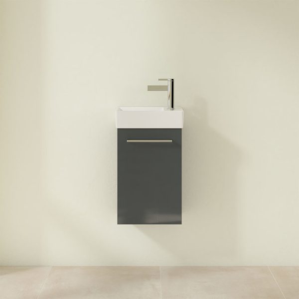 Villeroy and Boch Avento Crystal Grey 360mm Wall Hung Vanity Unit with Left Bowl Basin - Image 4