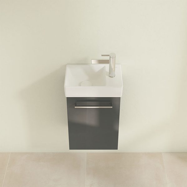 Villeroy and Boch Avento Crystal Grey 360mm Wall Hung Vanity Unit with Left Bowl Basin - Image 5