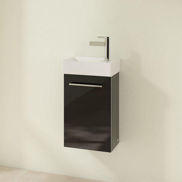 Villeroy and Boch Avento Crystal Black 360mm Wall Hung Vanity Unit with Left Bowl Basin - Image 3