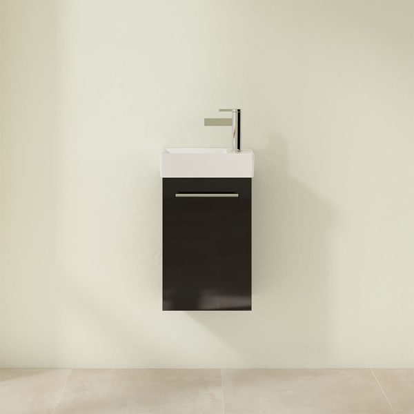 Villeroy and Boch Avento Crystal Black 360mm Wall Hung Vanity Unit with Left Bowl Basin - Image 4