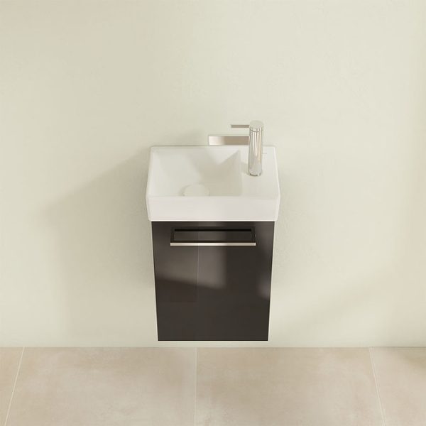 Villeroy and Boch Avento Crystal Black 360mm Wall Hung Vanity Unit with Left Bowl Basin - Image 5