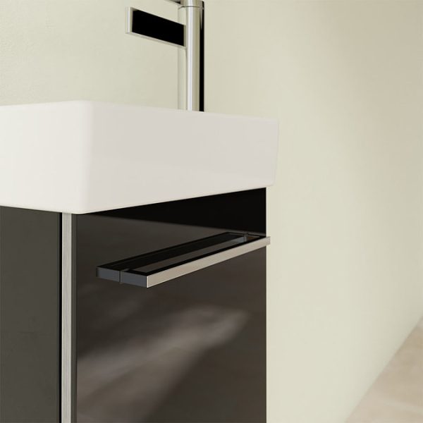 Villeroy and Boch Avento Crystal Black 360mm Wall Hung Vanity Unit with Left Bowl Basin - Image 2