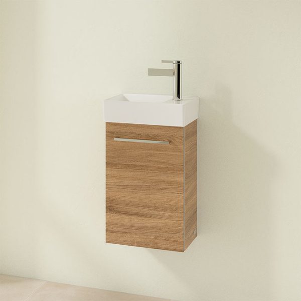 Villeroy and Boch Avento Oak Kansas 360mm Wall Hung Vanity Unit with Left Bowl Basin - Image 3