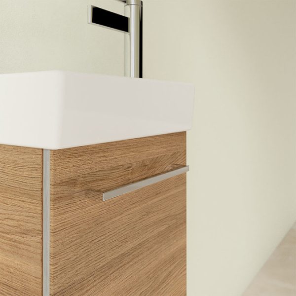 Villeroy and Boch Avento Oak Kansas 360mm Wall Hung Vanity Unit with Left Bowl Basin - Image 5