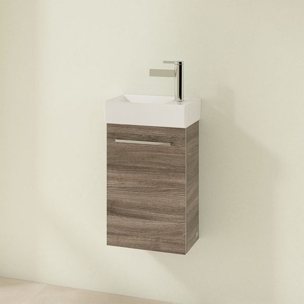 Villeroy and Boch Avento Stone Oak 360mm Wall Hung Vanity Unit with Left Bowl Basin - Image 2