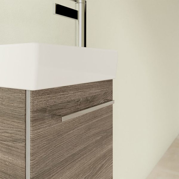 Villeroy and Boch Avento Stone Oak 360mm Wall Hung Vanity Unit with Left Bowl Basin - Image 4