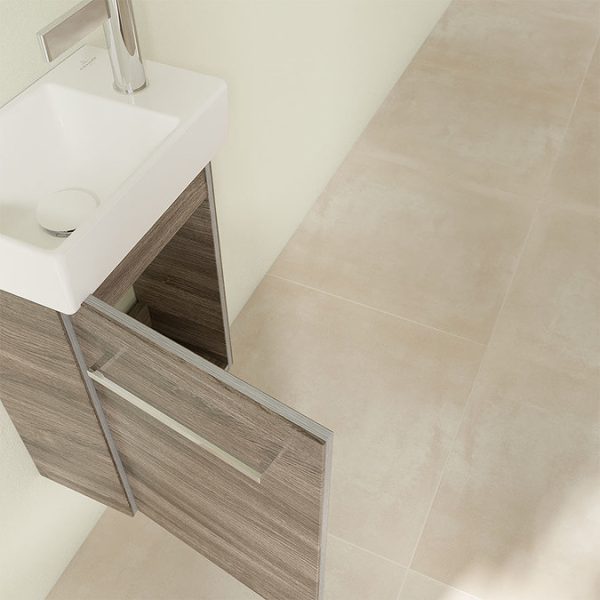 Villeroy and Boch Avento Stone Oak 360mm Wall Hung Vanity Unit with Left Bowl Basin - Image 5