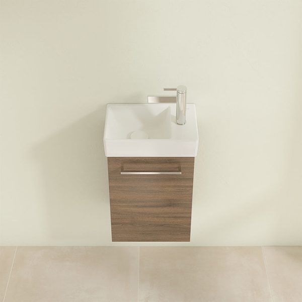 Villeroy and Boch Avento Arizona Oak 360mm Wall Hung Vanity Unit with Left Bowl Basin - Image 5
