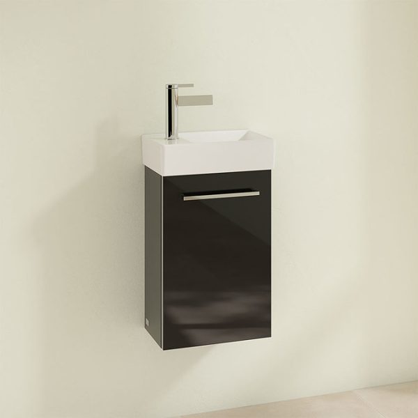 Villeroy and Boch Avento Crystal Black 360mm Wall Hung Vanity Unit with Right Bowl Basin - Image 3