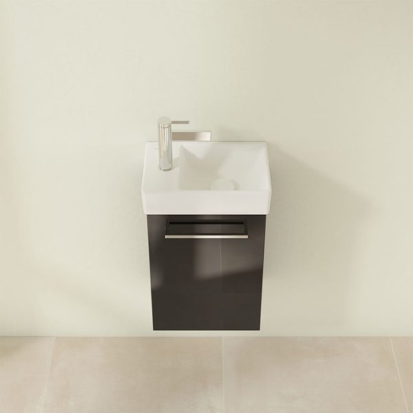 Villeroy and Boch Avento Crystal Black 360mm Wall Hung Vanity Unit with Right Bowl Basin - Image 5