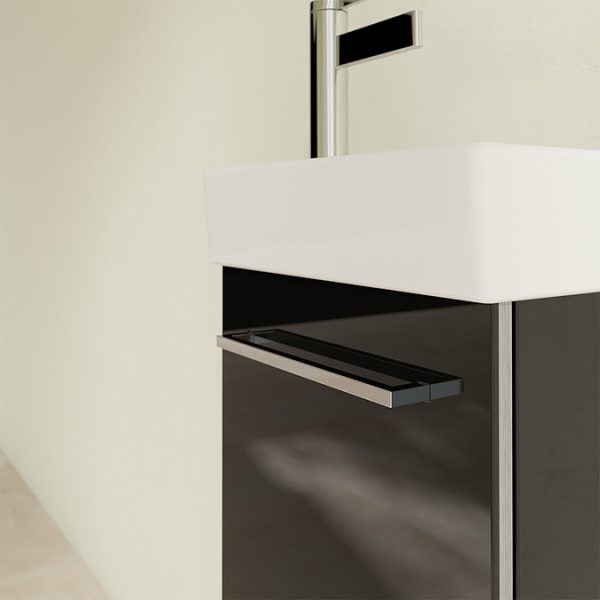 Villeroy and Boch Avento Crystal Black 360mm Wall Hung Vanity Unit with Right Bowl Basin - Image 2