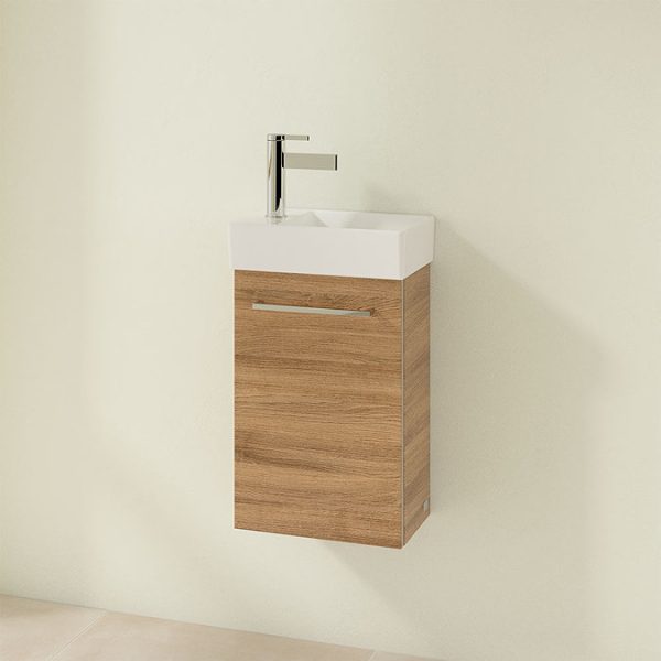 Villeroy and Boch Avento Oak Kansas 360mm Wall Hung Vanity Unit with Right Bowl Basin - Image 3