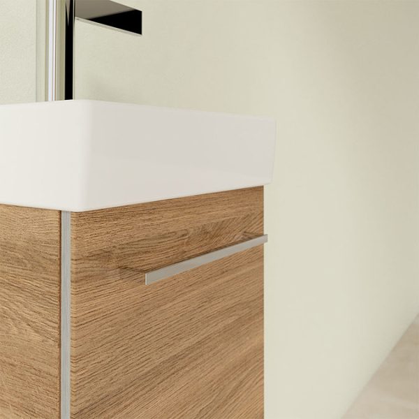 Villeroy and Boch Avento Oak Kansas 360mm Wall Hung Vanity Unit with Right Bowl Basin - Image 6