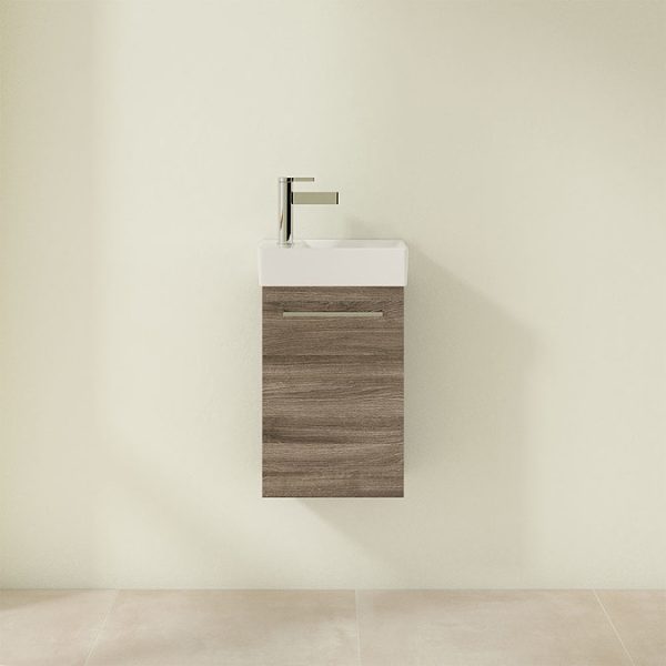 Villeroy and Boch Avento Stone Oak 360mm Wall Hung Vanity Unit with Right Bowl Basin - Image 4