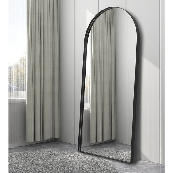 Savoy Large Matt Black Framed Wall/Leaner Arched Mirror 1620 x 760mm - Image 3