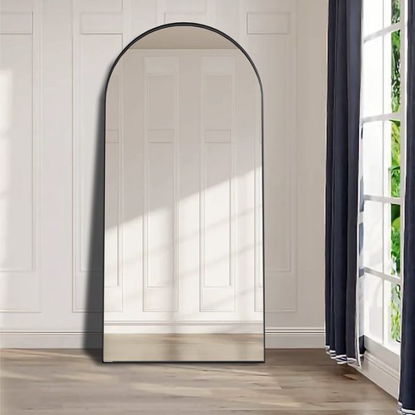Savoy Large Matt Black Framed Wall/Leaner Arched Mirror 1620 x 760mm - Image 6