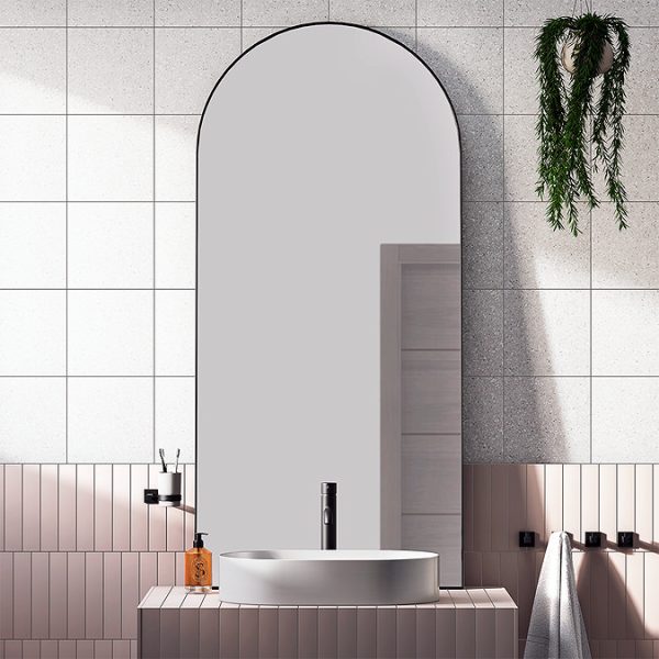 Savoy Large Matt Black Framed Wall/Leaner Arched Mirror 1620 x 760mm - Image 2