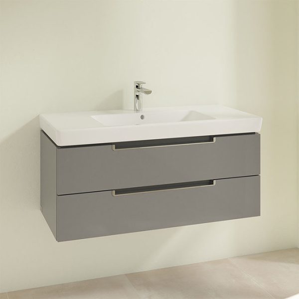 Villeroy and Boch Subway 2.0 Glossy Grey 1000mm Wall Hung 2 Drawer Vanity Unit - Image 3