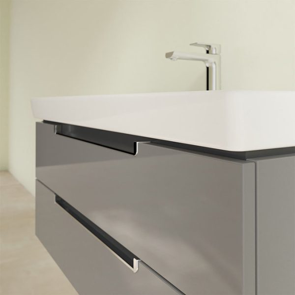 Villeroy and Boch Subway 2.0 Glossy Grey 1000mm Wall Hung 2 Drawer Vanity Unit - Image 4