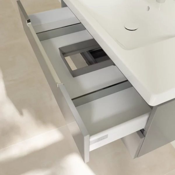 Villeroy and Boch Subway 2.0 Glossy Grey 1000mm Wall Hung 2 Drawer Vanity Unit - Image 5
