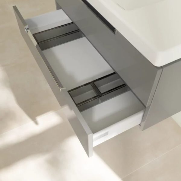 Villeroy and Boch Subway 2.0 Glossy Grey 1000mm Wall Hung 2 Drawer Vanity Unit - Image 2