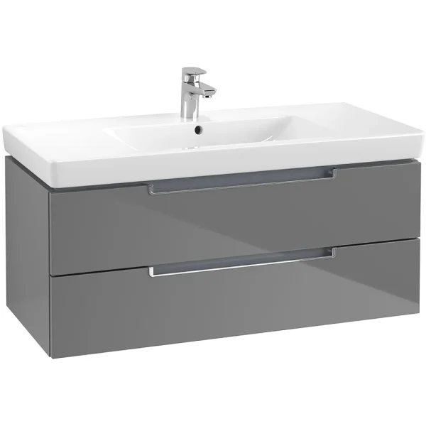 Villeroy and Boch Subway 2.0 Glossy Grey 1000mm Wall Hung 2 Drawer Vanity Unit