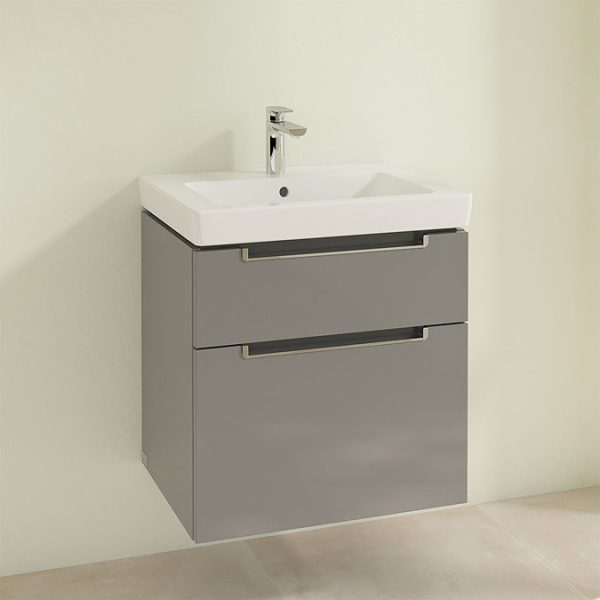 Villeroy and Boch Subway 2.0 Glossy Grey 600mm Wall Hung 2 Drawer Vanity Unit - Image 3