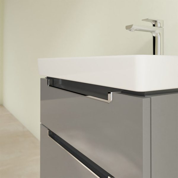 Villeroy and Boch Subway 2.0 Glossy Grey 600mm Wall Hung 2 Drawer Vanity Unit - Image 4