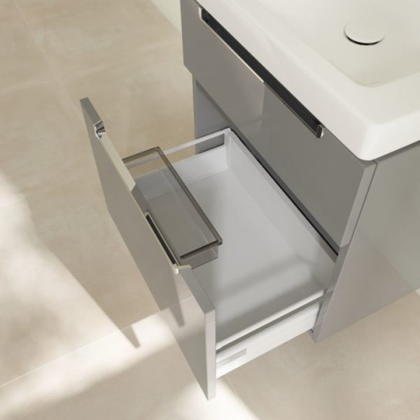 Villeroy and Boch Subway 2.0 Glossy Grey 600mm Wall Hung 2 Drawer Vanity Unit - Image 2