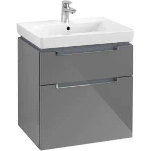 Villeroy and Boch Subway 2.0 Glossy Grey 600mm Wall Hung 2 Drawer Vanity Unit