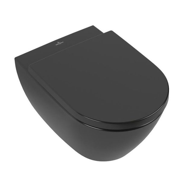 Villeroy and Boch Subway 2.0 Matt Black Rimless Wall Hung Toilet + Soft Close Seat - Image 3
