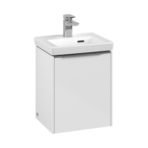 Villeroy and Boch Subway 3.0 Brilliant White 370mm Wall Hung 1 Door Vanity Unit with Monochrome Handle