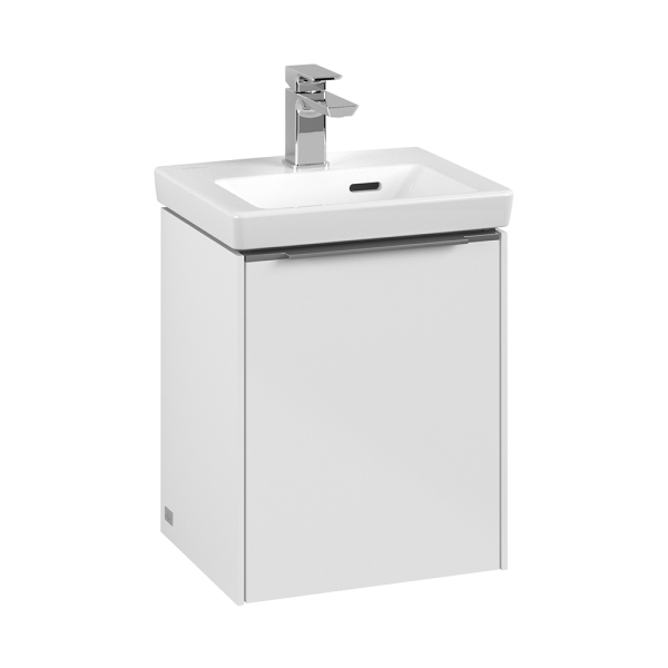 Villeroy and Boch Subway 3.0 Brilliant White 370mm Wall Hung 1 Door Vanity Unit with Monochrome Handle
