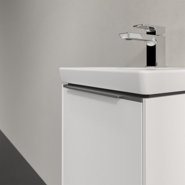 Villeroy and Boch Subway 3.0 Brilliant White 370mm Wall Hung 1 Door Vanity Unit with Monochrome Handle - Image 2