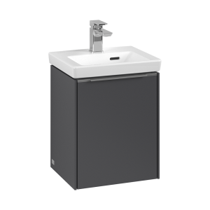 Villeroy and Boch Subway 3.0 Graphite 370mm Wall Hung 1 Door Vanity Unit with Monochrome Handle