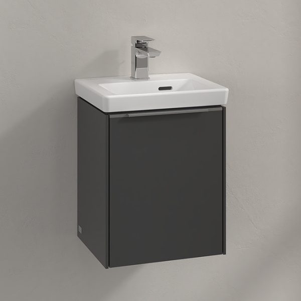 Villeroy and Boch Subway 3.0 Graphite 370mm Wall Hung 1 Door Vanity Unit with Monochrome Handle - Image 3