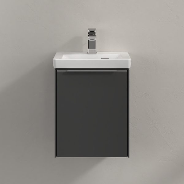 Villeroy and Boch Subway 3.0 Graphite 370mm Wall Hung 1 Door Vanity Unit with Monochrome Handle - Image 4