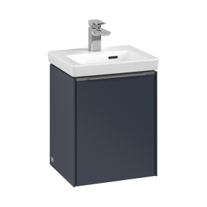 Villeroy and Boch Subway 3.0 Marine Blue 370mm Wall Hung 1 Door Vanity Unit with Monochrome Handle
