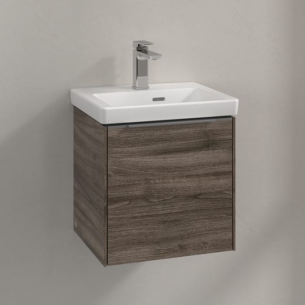 Villeroy and Boch Subway 3.0 Stone Oak 450mm Wall Hung 1 Door Vanity Unit - Image 3