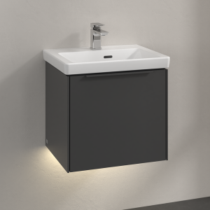 Villeroy and Boch Subway 3.0 Graphite 500mm Wall Hung 1 Drawer Vanity Unit with LED Lighting