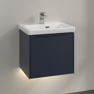 Villeroy and Boch Subway 3.0 Marine Blue 500mm Wall Hung 1 Drawer Vanity Unit with LED Lighting