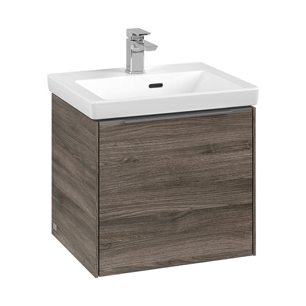 Villeroy and Boch Subway 3.0 Stone Oak 500mm Wall Hung 1 Drawer Vanity Unit with LED Lighting - Image 3