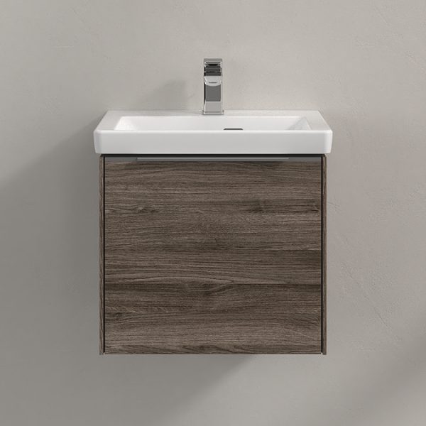 Villeroy and Boch Subway 3.0 Stone Oak 500mm Wall Hung 1 Drawer Vanity Unit with LED Lighting - Image 4