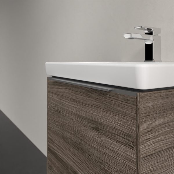 Villeroy and Boch Subway 3.0 Stone Oak 500mm Wall Hung 1 Drawer Vanity Unit with LED Lighting - Image 2